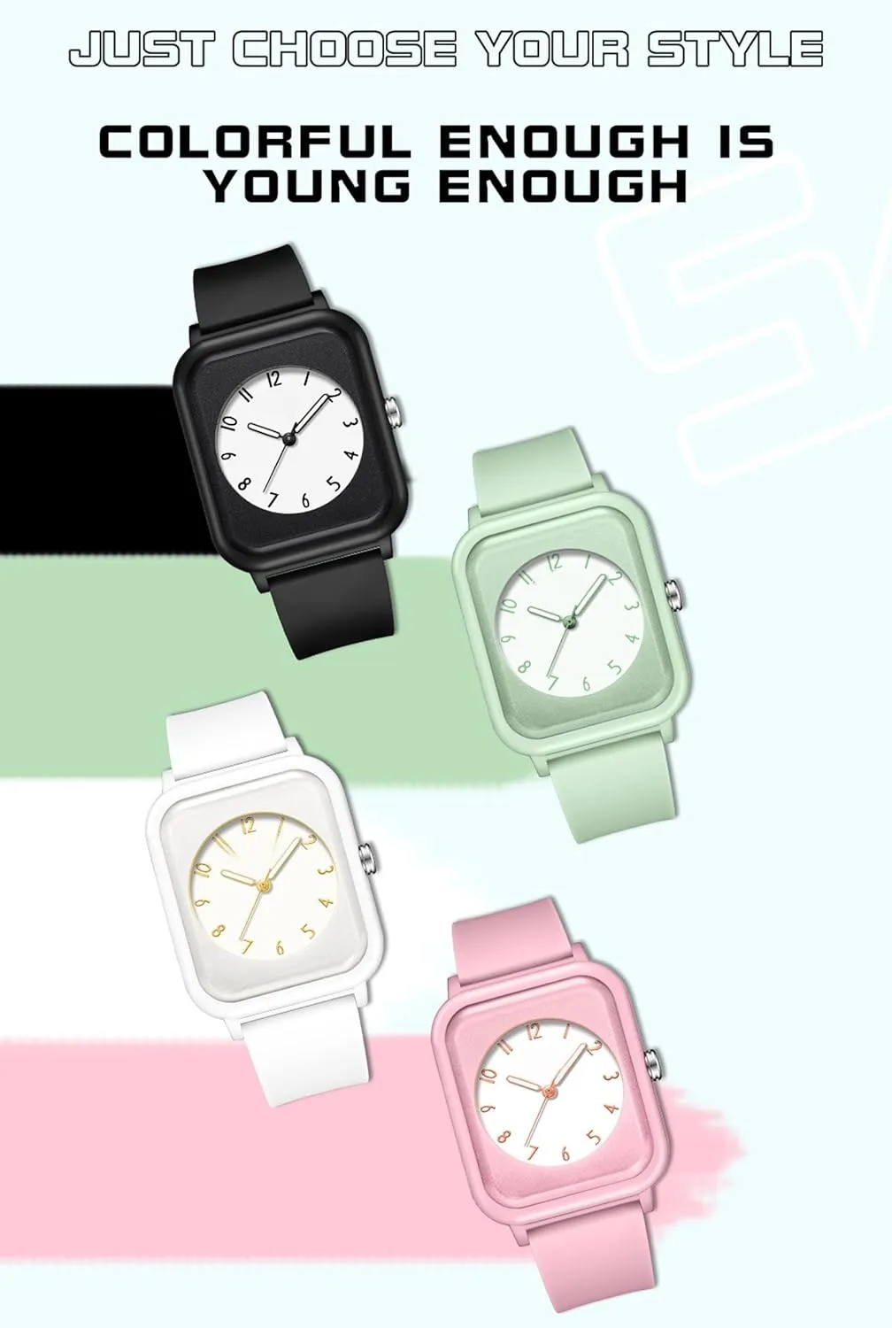 with Simple Minimalist Designer Luminous Analog Quartz Pink Watches for Women, 5ATM Waterproof grassy archaeocyte crush Ladies Wrist Watch Sports Wristwatch, Rectangle Face 