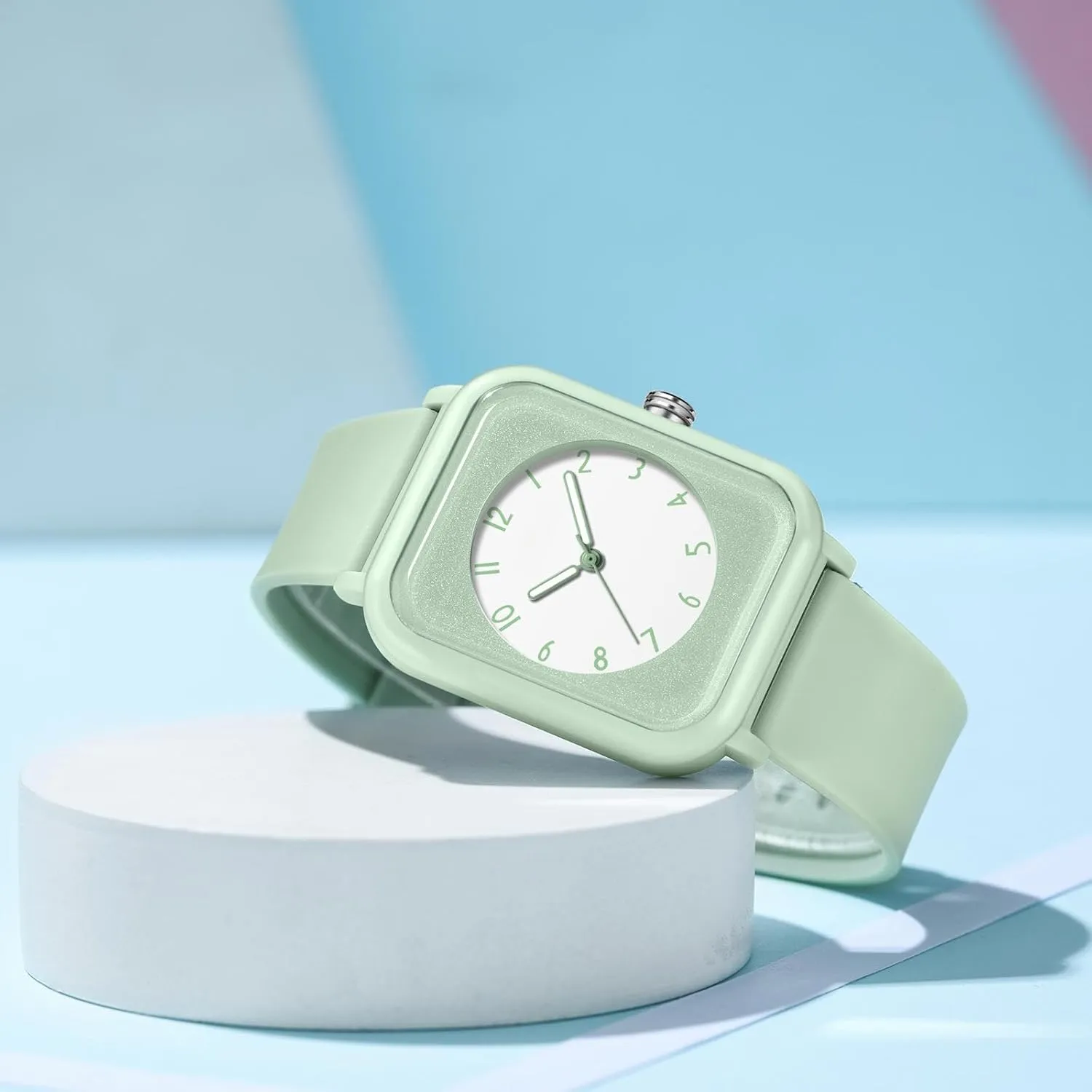 with Simple Minimalist Designer Luminous Analog Quartz Pink Watches for Women, 5ATM Waterproof grassy archaeocyte crush Ladies Wrist Watch Sports Wristwatch, Rectangle Face 