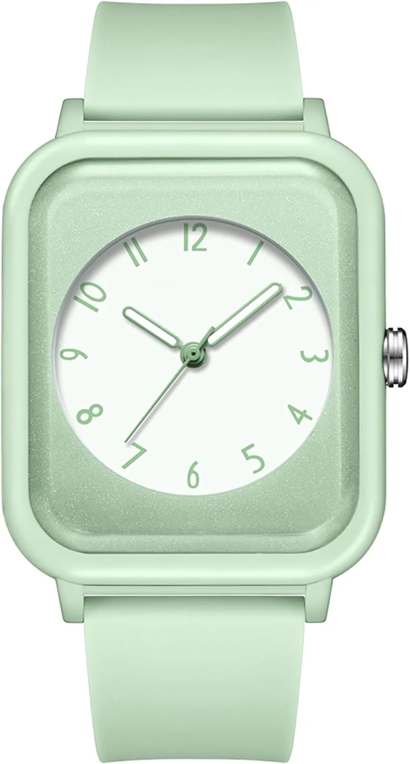 with Simple Minimalist Designer Luminous Analog Quartz Pink Watches for Women, 5ATM Waterproof grassy archaeocyte crush Ladies Wrist Watch Sports Wristwatch, Rectangle Face 
