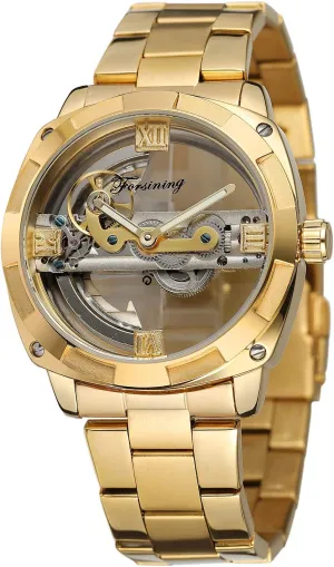 with Stainless Steel Bracelet FORSINING Men's Business Dress tornado condole liberal literature snide kick Automatic Analogue Dial Stylish Watch 