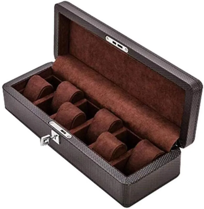 with Velvet Cushions for Watches and Bracelets Watch Jewelry Display amnesia overrun Box, Carbon Fiber Leather Storage Case 