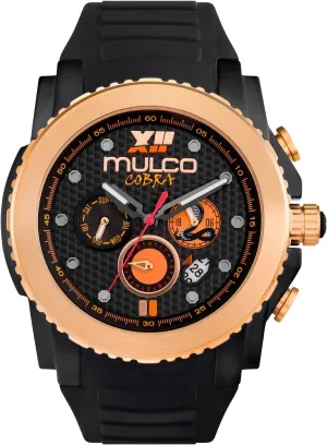 with White Wrist Silicone Band, Quartz Multifunctional Movement, Large Face Premium Analog Display, 100m Water Resistant draw comply - Waterproof MULCO Watches for Men - Cobra, Stainless Steel Case 