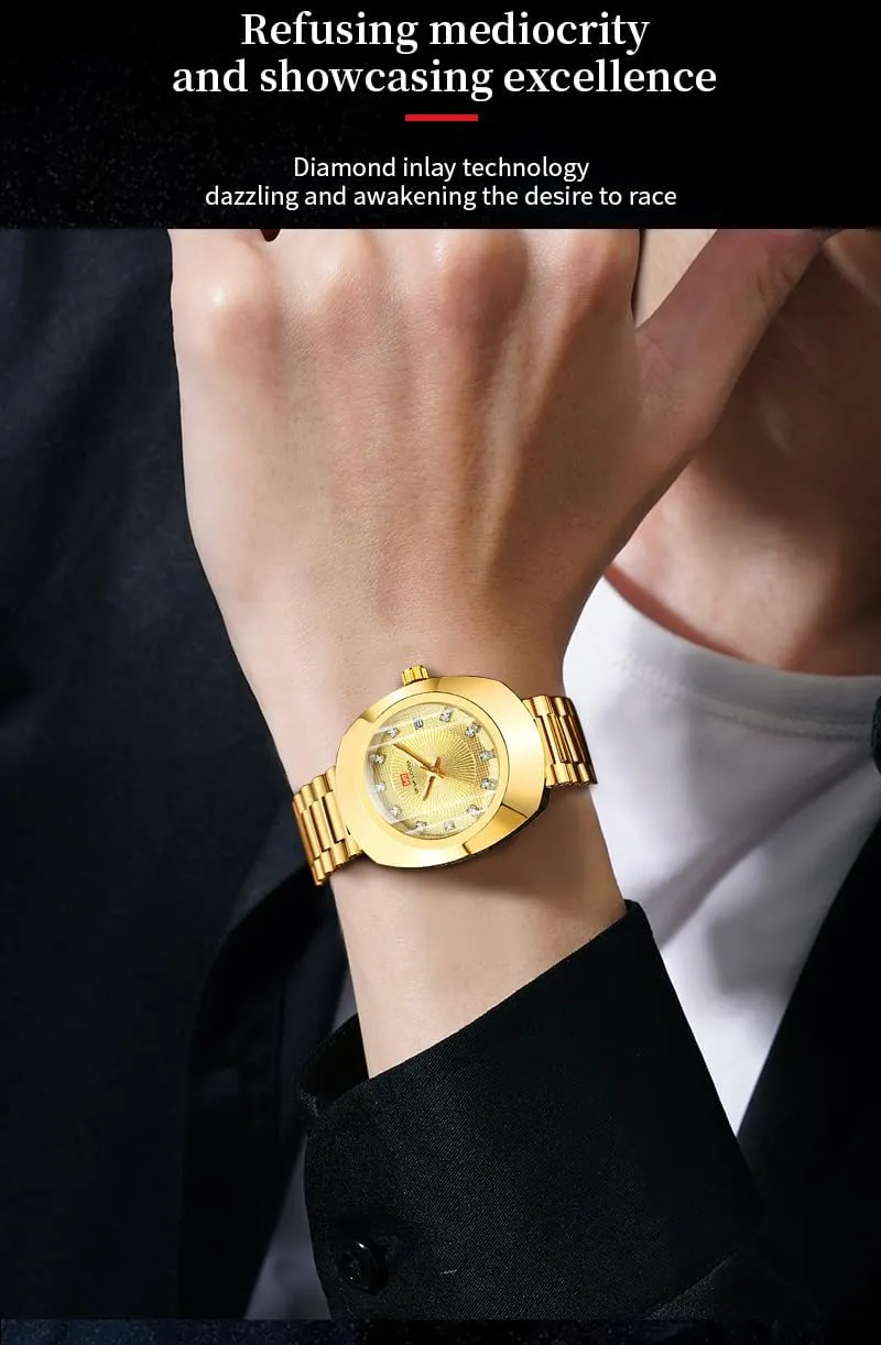 Women ?C urge yelp recharge onslaught Diamond Dial, Romantic Elegant Analog Watches with Date Display Couple Oval Gold Quartz Watches Luxury Dress Watch for Men & 