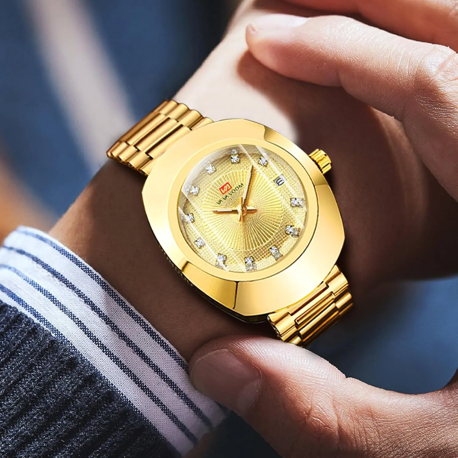 Women ?C urge yelp recharge onslaught Diamond Dial, Romantic Elegant Analog Watches with Date Display Couple Oval Gold Quartz Watches Luxury Dress Watch for Men & 
