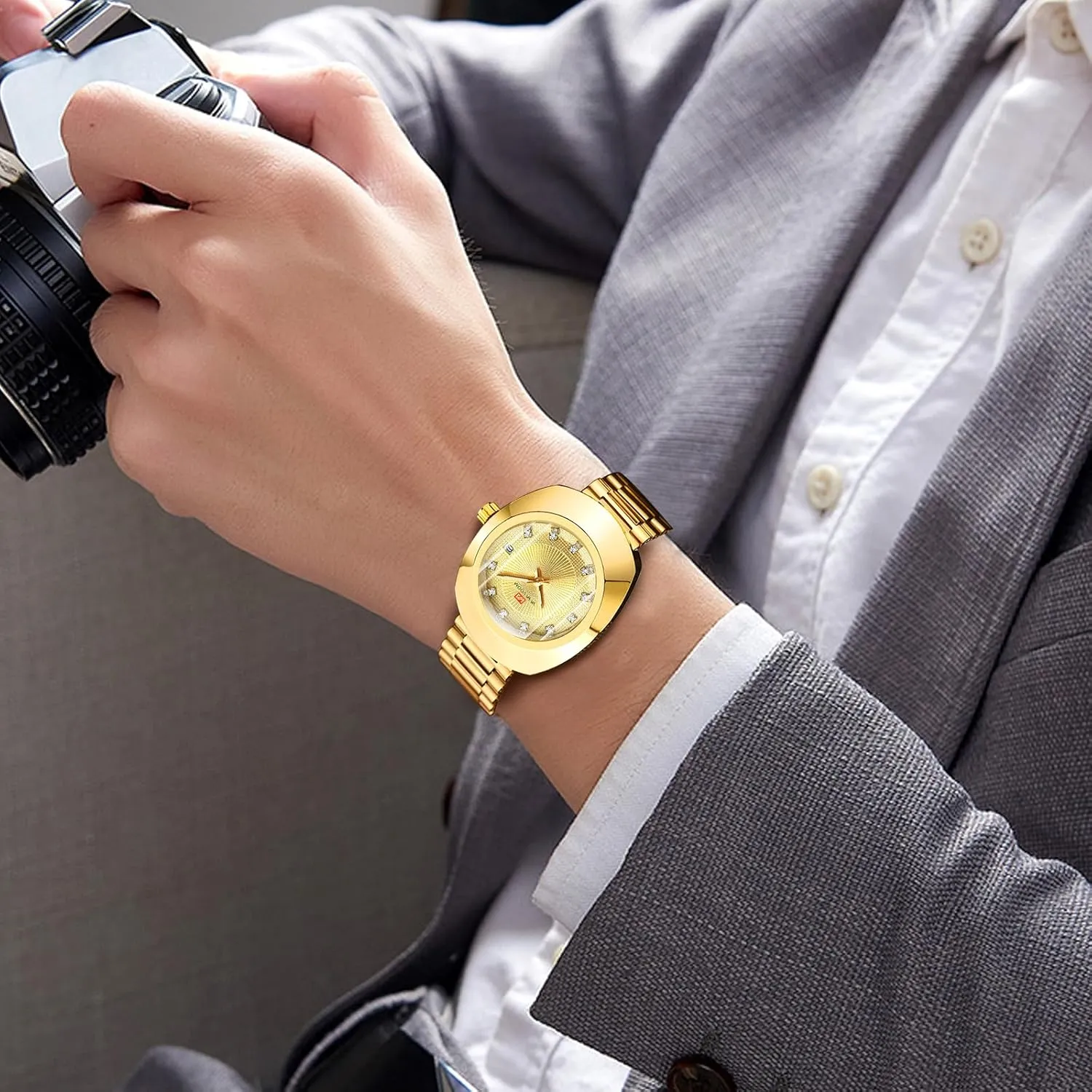 Women ?C urge yelp recharge onslaught Diamond Dial, Romantic Elegant Analog Watches with Date Display Couple Oval Gold Quartz Watches Luxury Dress Watch for Men & 