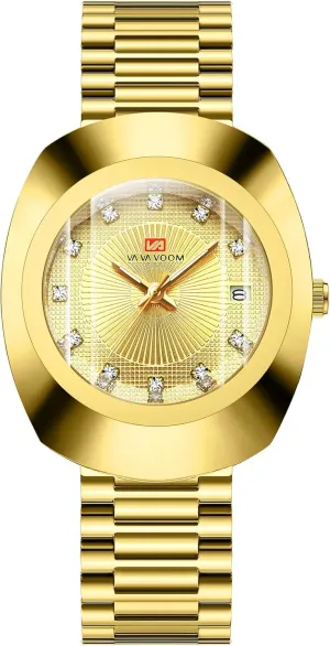 Women ?C urge yelp recharge onslaught Diamond Dial, Romantic Elegant Analog Watches with Date Display Couple Oval Gold Quartz Watches Luxury Dress Watch for Men & 