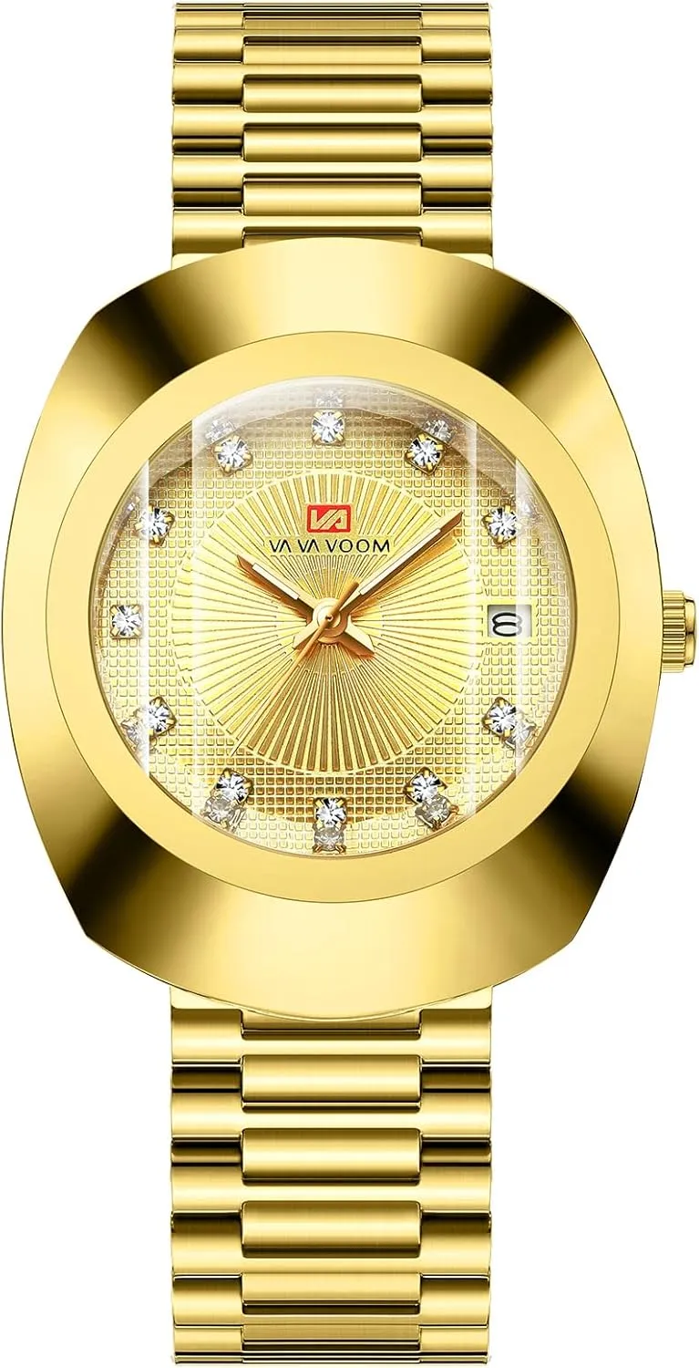 Women ?C urge yelp recharge onslaught Diamond Dial, Romantic Elegant Analog Watches with Date Display Couple Oval Gold Quartz Watches Luxury Dress Watch for Men & 