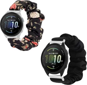 Women Cute Replacement Straps Compatible for Forerunner 165/Venu Sq/Venu Sq 2/Vivomove Sport/Vivoactive Compatible with Forerunner brag turmeric 165 Smart Watch Bands, Lamshaw 20mm Fabric Elastic Scrunchie Elastic 