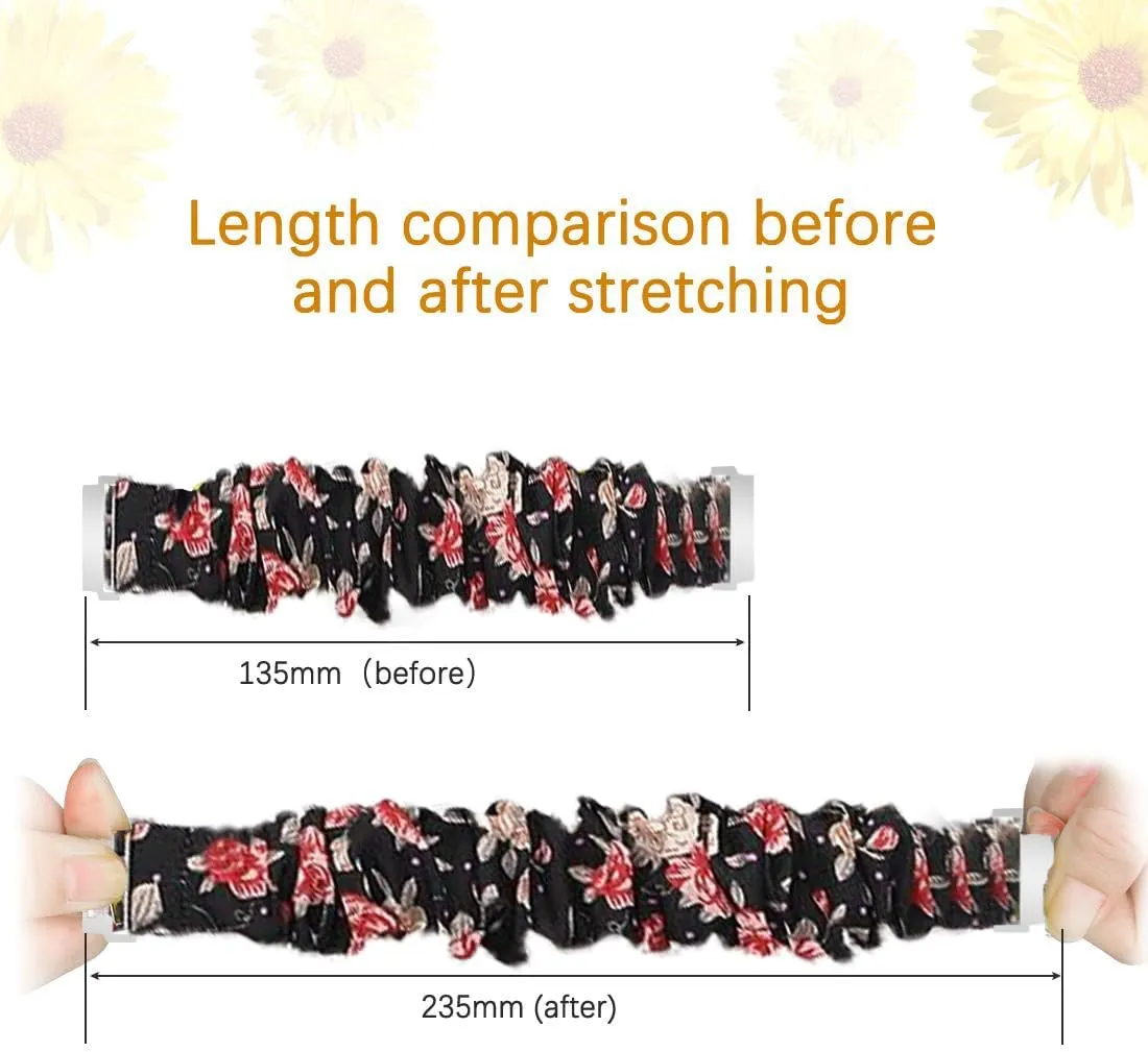 Women Cute Replacement Straps Compatible for Forerunner 165/Venu Sq/Venu Sq 2/Vivomove Sport/Vivoactive Compatible with Forerunner brag turmeric 165 Smart Watch Bands, Lamshaw 20mm Fabric Elastic Scrunchie Elastic 