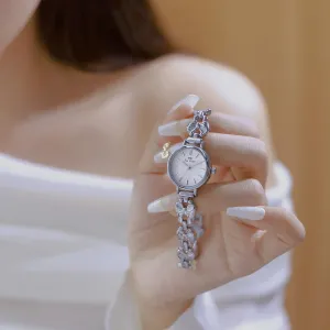 Women Fashion Dress Watch Vintage Small hole surmount glycoside Gold Bracelet Watches Elegant Bow Temperament Watch Christmas Gift Waterproof Analog Casual Watch FANMIS 