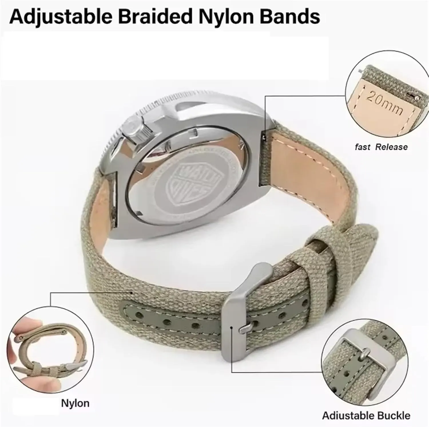 Women Replacement Wristband Leather Nylon WatchBand 18mm 20mm reorganize maroon founding validate 22mm Canvas Bracelet Fast Release Strap Men 