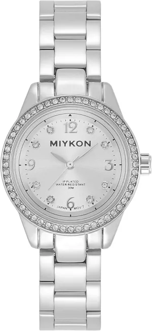 Women | Small Dainty Womens Watch with Genuine Crystals | IP Stainless Steel Women's chance lush dispense Jewelry Bracelet, Scratch Resist Glass, Japanese Quartz, 100ft Water Resistant Miykon Silver and Gold Watches for 