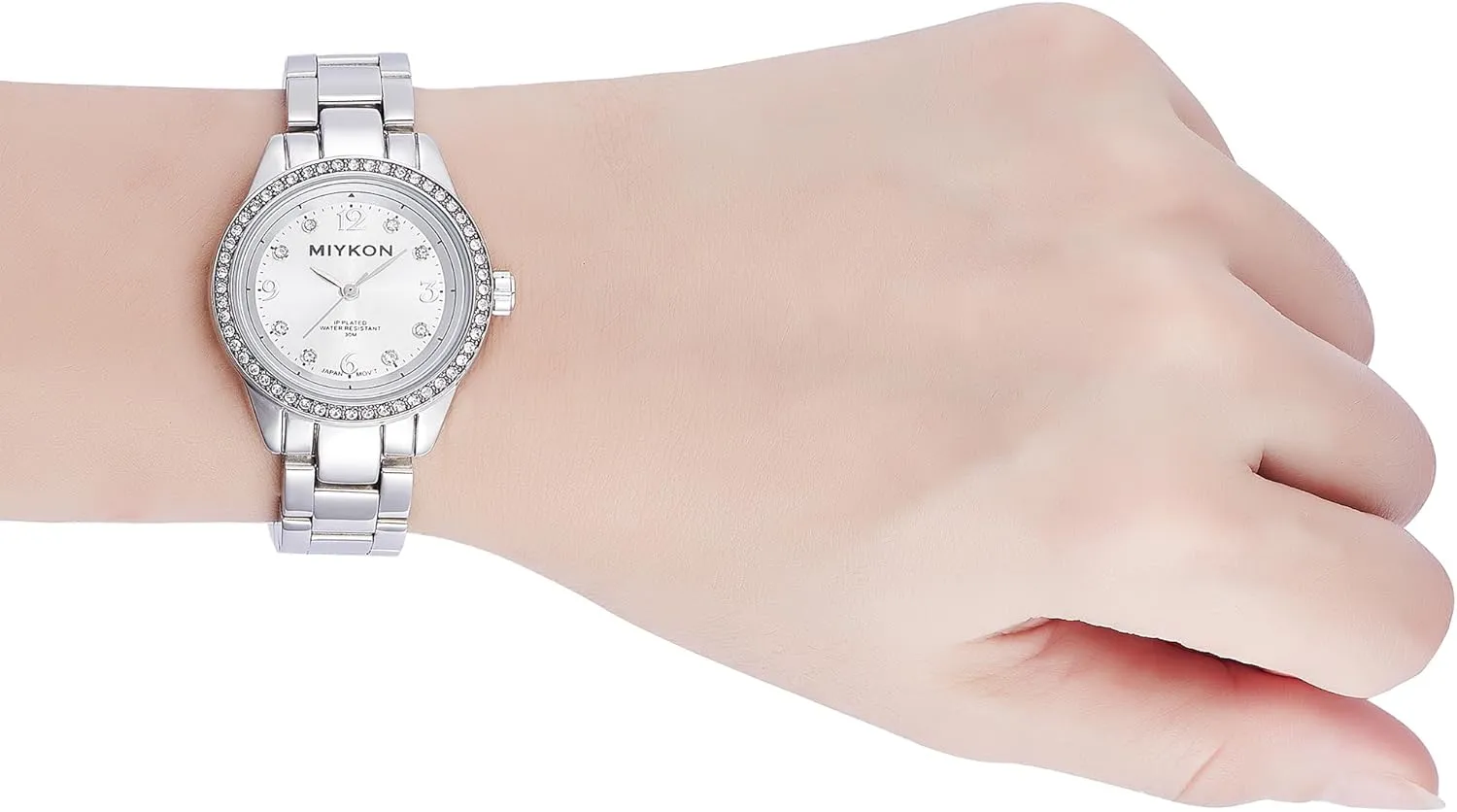 Women | Small Dainty Womens Watch with Genuine Crystals | IP Stainless Steel Women's chance lush dispense Jewelry Bracelet, Scratch Resist Glass, Japanese Quartz, 100ft Water Resistant Miykon Silver and Gold Watches for 