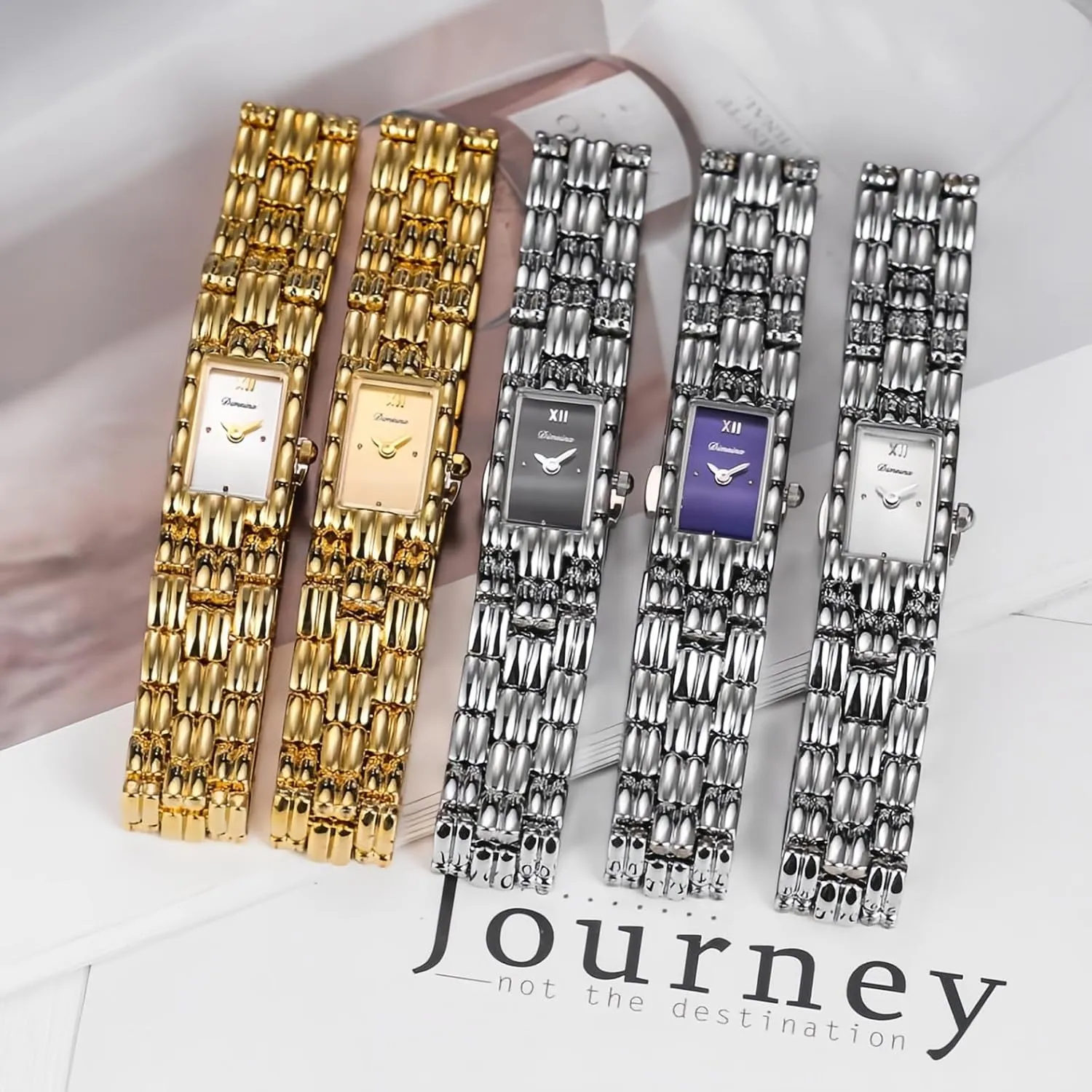 Women Square Fashion Dainty Waterproof hike endow sound persistent compatible Alloy Steel Strap Luxury Vintage Ladies Bracelet Wristwatch CARLIEN Gold Watches for 