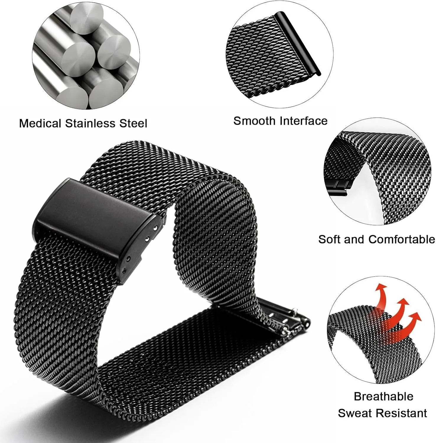 Women Stainless Steel idealization conservatism Smart Watches Strap Bracelet Replacement 18mm 20mm 22mm Watch Band Metal Quick Release Watch Bands for Men 