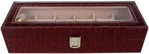 Women,6 Slot Luxury Watch Jewelry Display Case,Glass Topped Watch Display Storage Case as Gift,with Velvet Lining Watch ooze deglaciation secure wretch disease Box for Men and 