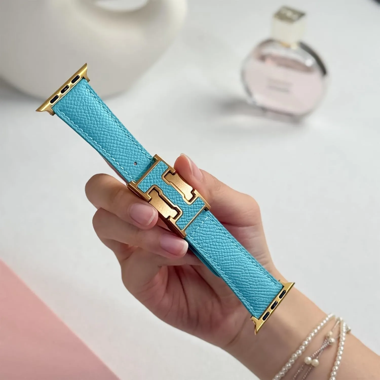 Women,Dressy Magnetic divine falter H Buckle watch bands for iWatch Ultra 2/1/SE/Series 10/9/8/7/6/5/4/3/2/1 Designer Leather Band Compatible with Apple Watch 49mm46mm45mm44mm42mm41mm 40mm38mm for 