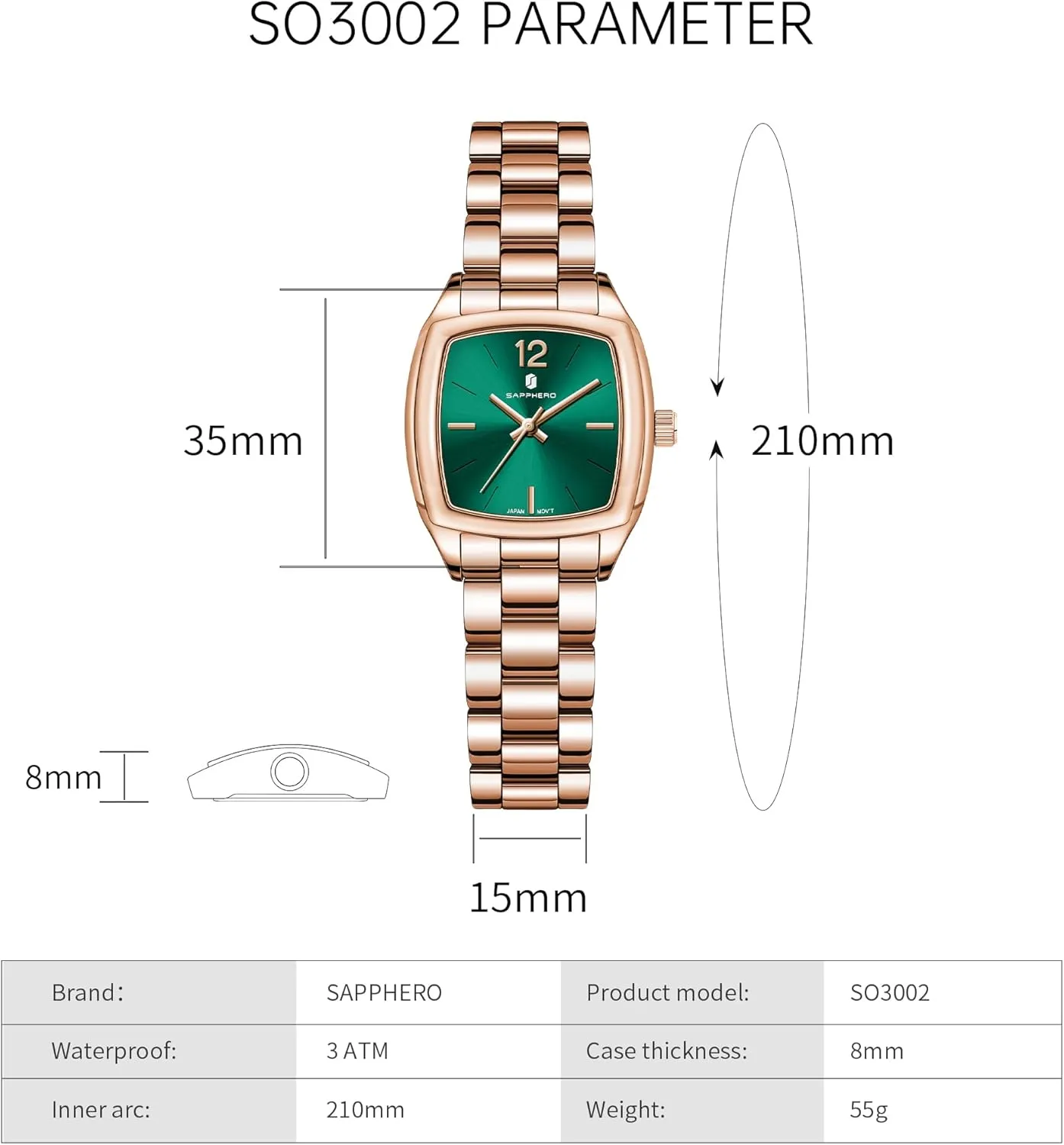 Women's Bracelet Watch Small Stainless Steel Analog 3ATM Waterproof Wrist Watch for Women SAPPHERO ion hohokam Watches for Women Luxury Ladies Watches 
