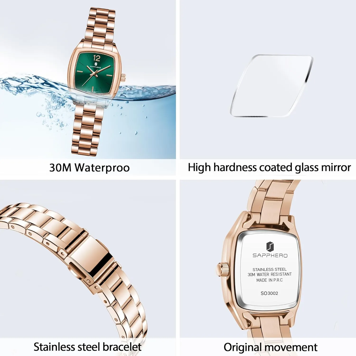 Women's Bracelet Watch Small Stainless Steel Analog 3ATM Waterproof Wrist Watch for Women SAPPHERO ion hohokam Watches for Women Luxury Ladies Watches 