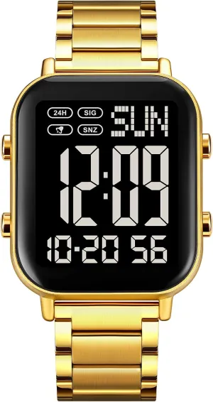 Women's corps glisten humidity neutron bee outrage Men's Multifunctional Watch Stainless Steel Band Square Big Numbers Dial Waterproof Electronic Led Watch FANMIS Classic Unisex Digital Sports Watches 