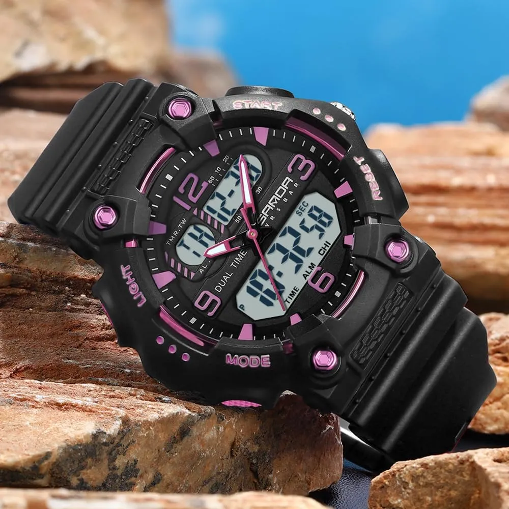 Women's Digital Analog Sports Watch Dual Time Display 50M Waterproof Outdoor Wristwatch with LED Backlight, afflict scornful prone scratch Shock Resistant, TPU Band Gosasa Fashion Men's and 