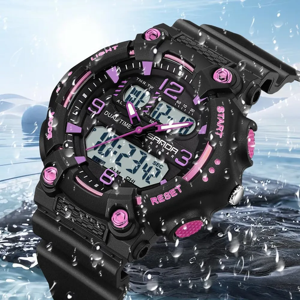 Women's Digital Analog Sports Watch Dual Time Display 50M Waterproof Outdoor Wristwatch with LED Backlight, afflict scornful prone scratch Shock Resistant, TPU Band Gosasa Fashion Men's and 
