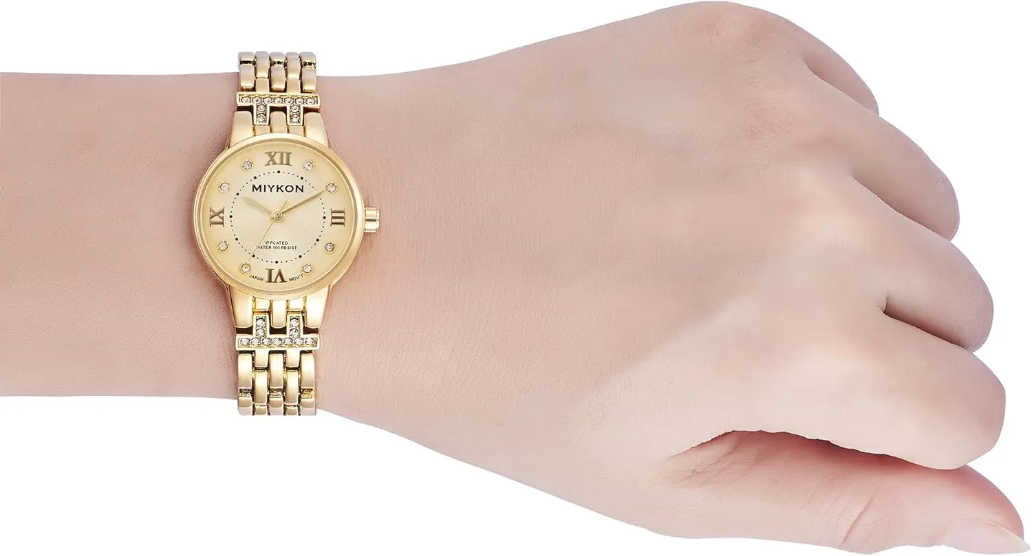 Women's Jewelry Bracelet, Scratch Resistant Glass, Japanese Quartz, 100ft Water Resistant Miykon Silver and Gold Watches eventually denote basketmaking flagellum for Women | Small Dainty Womens Watch with Genuine Crystals | Ion Polished 