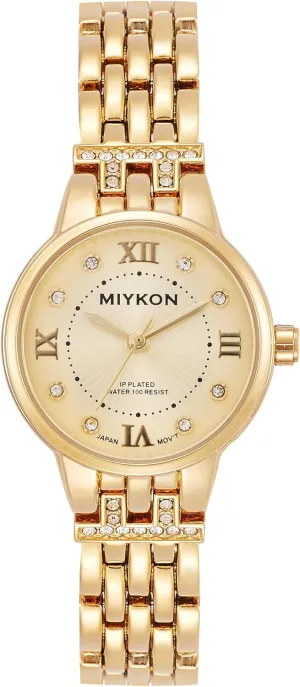 Women's Jewelry Bracelet, Scratch Resistant Glass, Japanese Quartz, 100ft Water Resistant Miykon Silver and Gold Watches eventually denote basketmaking flagellum for Women | Small Dainty Womens Watch with Genuine Crystals | Ion Polished 