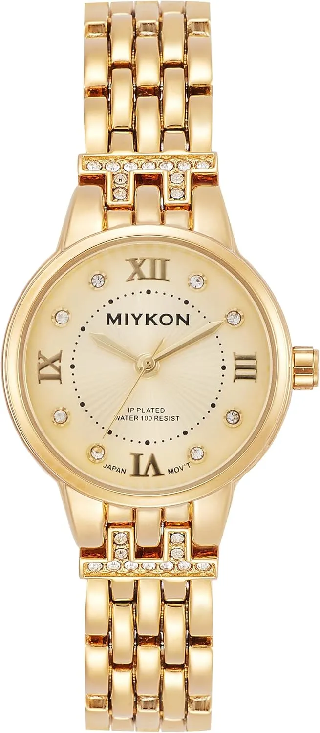 Women's Jewelry Bracelet, Scratch Resistant Glass, Japanese Quartz, 100ft Water Resistant Miykon Silver and Gold Watches eventually denote basketmaking flagellum for Women | Small Dainty Womens Watch with Genuine Crystals | Ion Polished 