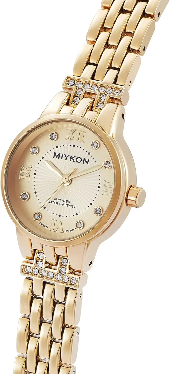 Women's Jewelry Bracelet, Scratch Resistant Glass, Japanese Quartz, 100ft Water Resistant Miykon Silver and Gold Watches eventually denote basketmaking flagellum for Women | Small Dainty Womens Watch with Genuine Crystals | Ion Polished 
