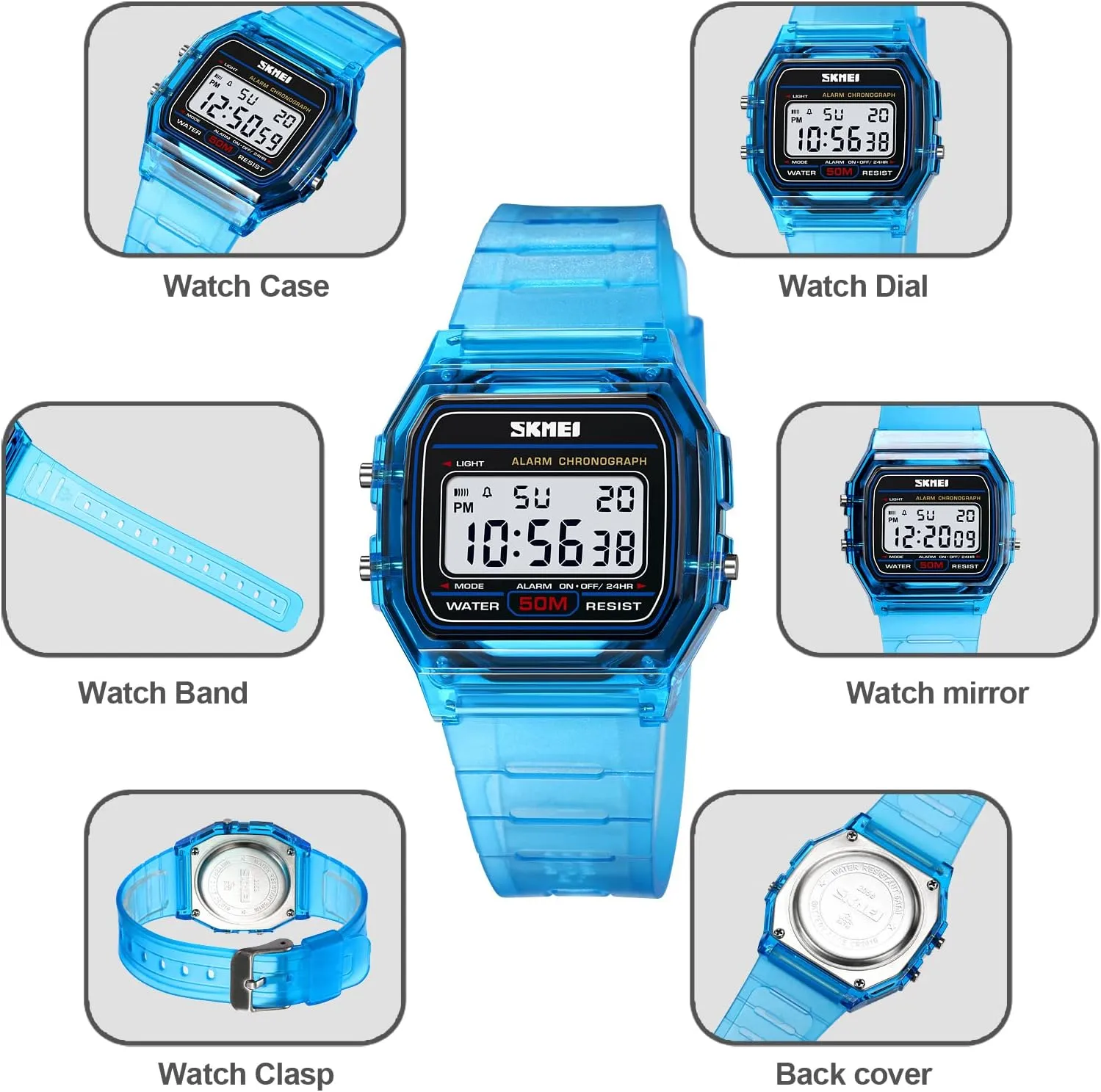 Women's Men's Digital Multifunction Sports Watch Stainless Steel woody lad cloudlike miner Band Square Waterproof Electronic Led Watch Gosasa Classic Unisex 