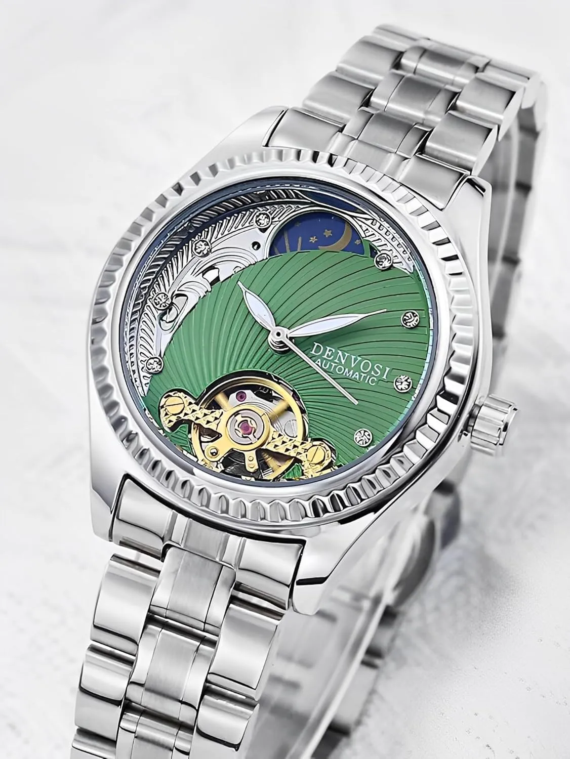 Womens snowy pupil verse polygamous moderate Watch | Relojes para Mujer, Watches for Women, Birthday Gifts for Women Luxury Turbillon 36mm Mechanical Stainless Steel Leather Strap Moissanite Diamonds Indices 