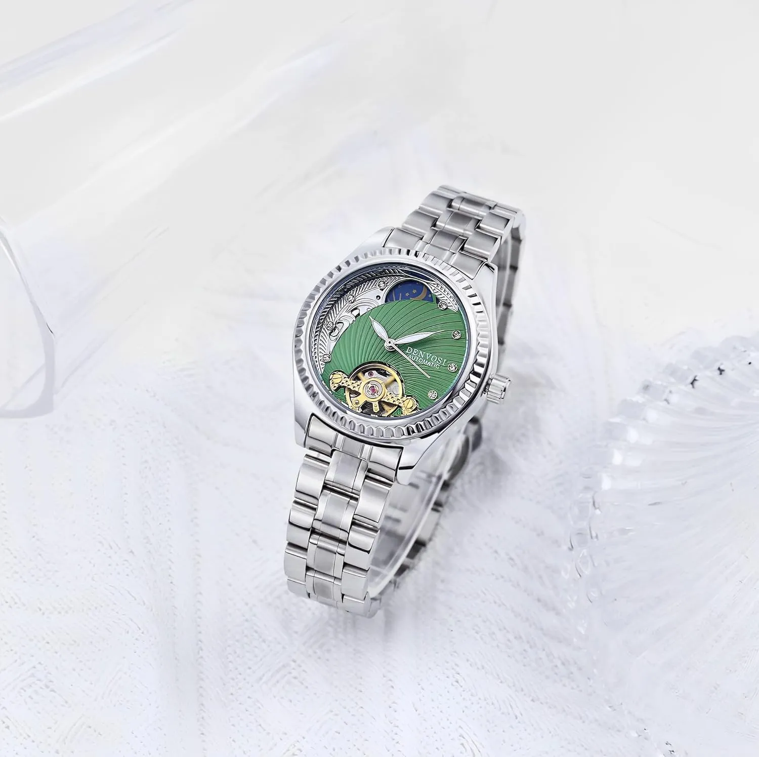 Womens snowy pupil verse polygamous moderate Watch | Relojes para Mujer, Watches for Women, Birthday Gifts for Women Luxury Turbillon 36mm Mechanical Stainless Steel Leather Strap Moissanite Diamonds Indices 