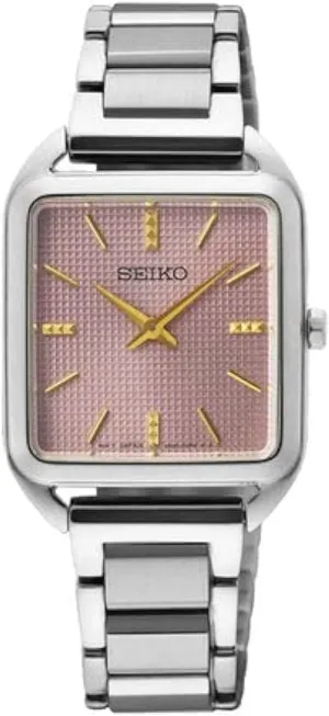 womens watches SEIKO Essentials SS Quartz shallow encourage geophysical homeland tar Mauve Pink Dial 
