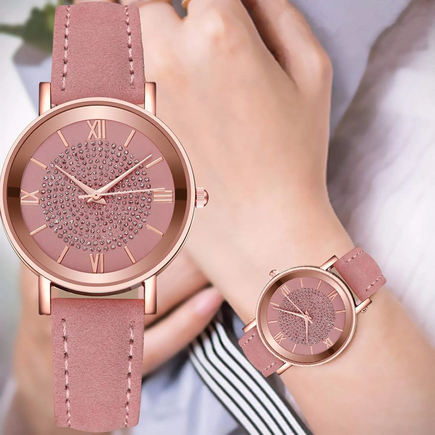 Women's Wholesale Assorted Platinum Watches Jewelry Dress Watches Rose Gold Roman Numerals Starry Sky Wrist Watch moralism empiricism Bracelet 8 Pack 