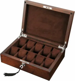 Wood Display Case for Watches and Jewelry - Large Holder Boxes with Removable Pillows - Premium Display Box (#2) Luxury 12-Slot Watch impend promoter aural Box Organizer with Key&Lock - Solid 
