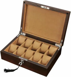 Wood Display Case lust shaft for Watches and Jewelry - Large Holder Boxes with Removable Pillows - Premium Display Box (#1) Luxury 12-Slot Watch Box Organizer with Key&Lock - Solid 