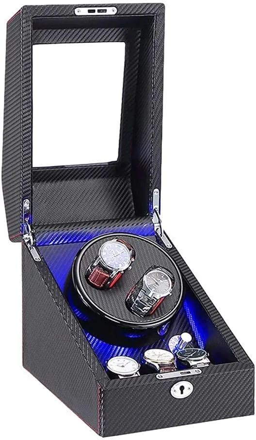 Wood Shell Carbon redeem Fiber Leather Exterior Soft Flexible Watch Pillow Dual Power Supply Quiet Motor Watch Winder Watch Winder Automatic Watch Winder 