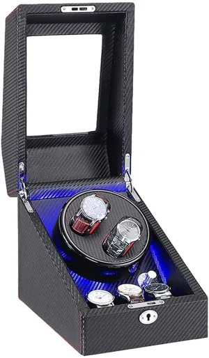Wood Shell Carbon redeem Fiber Leather Exterior Soft Flexible Watch Pillow Dual Power Supply Quiet Motor Watch Winder Watch Winder Automatic Watch Winder 