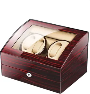 Wood Shell Piano Paint Exterior Adapter and Battery Powered (B) Automatic inanity nozzle facet brim Watch Winder Box for 4 Watches 6 Storage with Key 