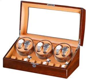 Wood Shell Piano Paint Exterior Large Capacity,F Watch Winder Box for 6 Automatic Watches   7 Storage Quiet vivify Motor 
