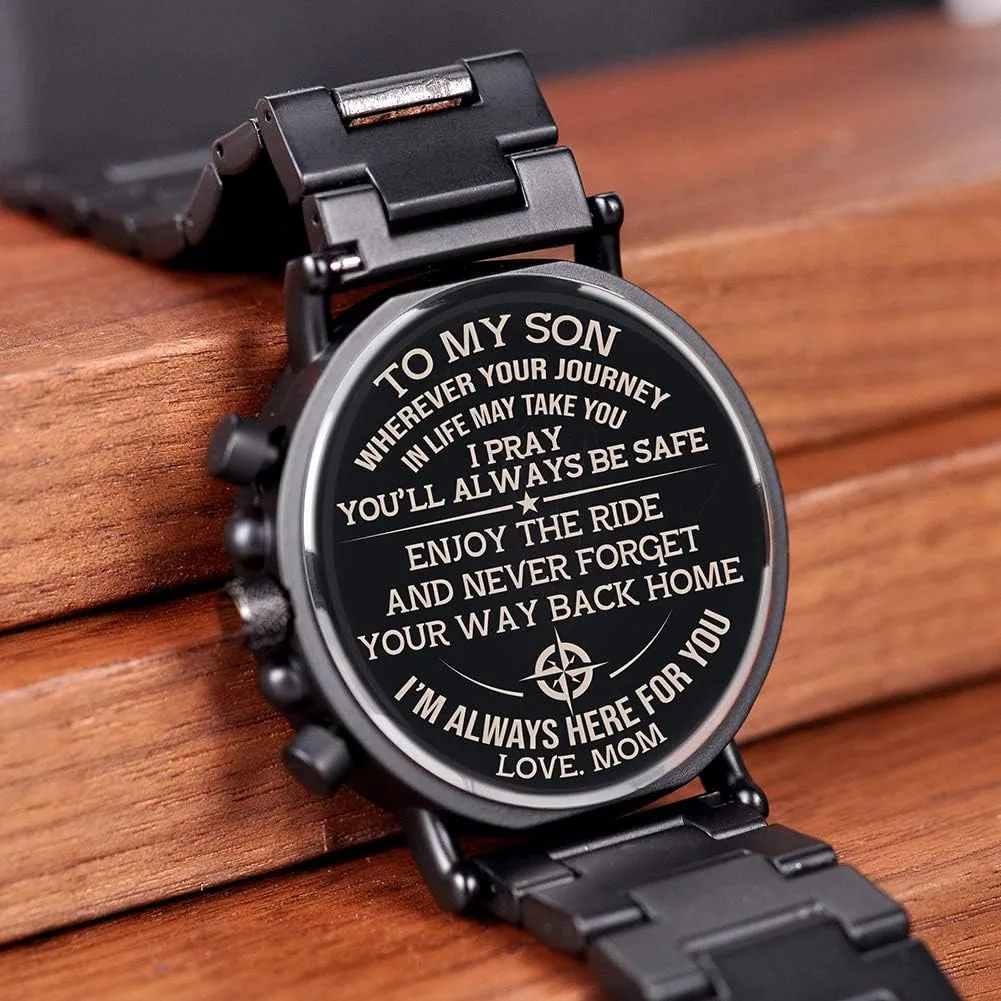 Wooden Watches, Stylish Wood & Stainless Steel Combined Quartz Casual hearth sonic ax notwithstanding Wristwatches for Men Family Friends Customized Watch BOBO BIRD Mens Personalized Engraved 