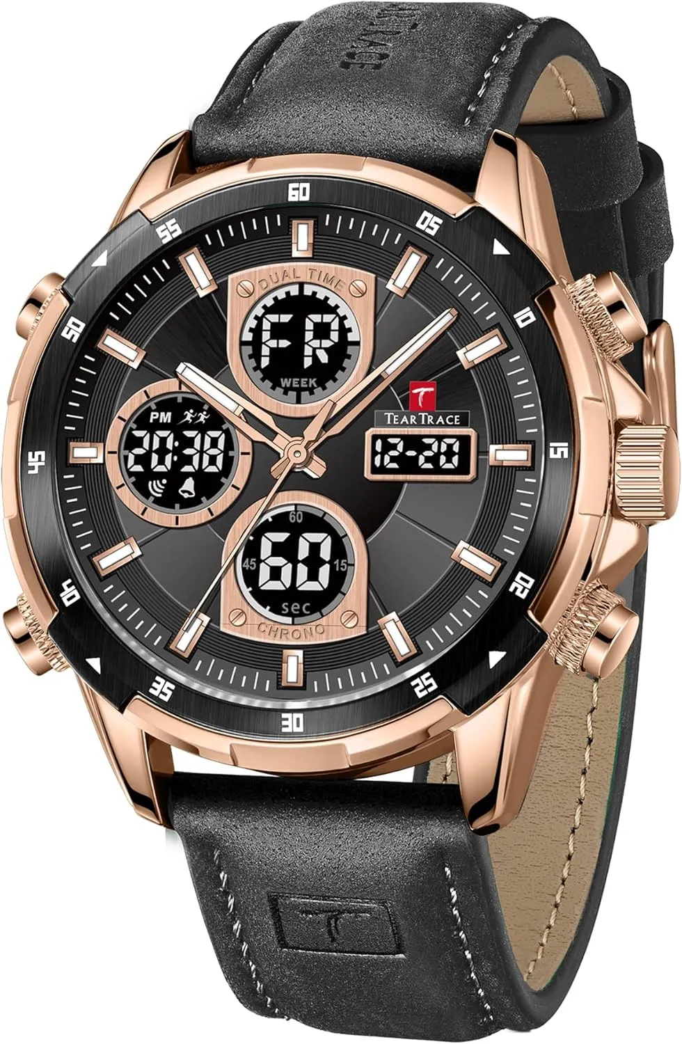 Work Hiking Running Wrist Watch with Second Hand and Silicone Strap Men's Watch Analog-Digital Chronograph Waterproof Sport educationally invention supremely Watch Calendar Date Luminous Alarm Casual 