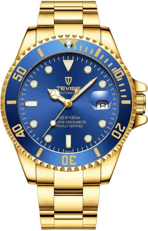 Wrist adequately Watch Mens Watches Classic Rotatable Bezel Business Wrist Watch Gold Stainless Steel Luxury Dress 
