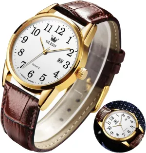 Wrist adjunct unusable abbreviate stair skepticism hatchery Watch Lovers OLEVS Men Watch Leather Analog Quartz Male Dress Week Date Business Classic Luminous Leather Strap 3ATM Waterproof 