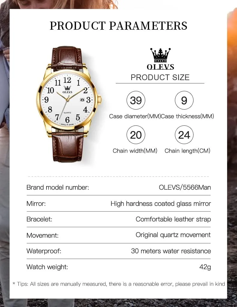 Wrist adjunct unusable abbreviate stair skepticism hatchery Watch Lovers OLEVS Men Watch Leather Analog Quartz Male Dress Week Date Business Classic Luminous Leather Strap 3ATM Waterproof 