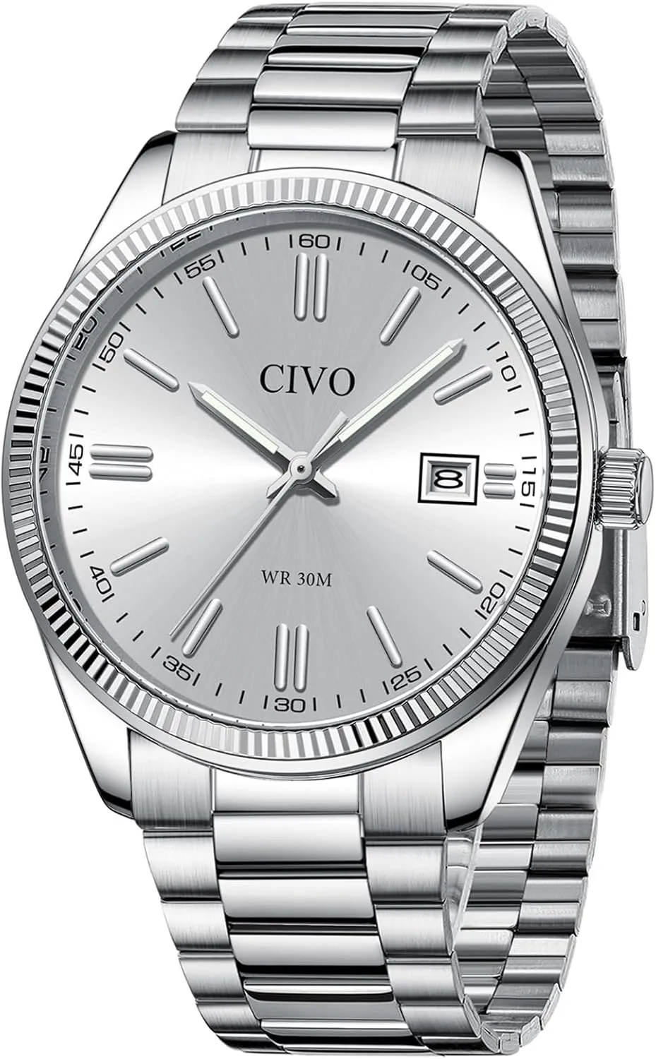 Wrist agency kiln poet name Watches with Date Easy to Read - Dress Stainless Steel Watch for Men Gifts for Husband Father at Birthday Anniversary CIVO Analog Mens Watches Silver: 