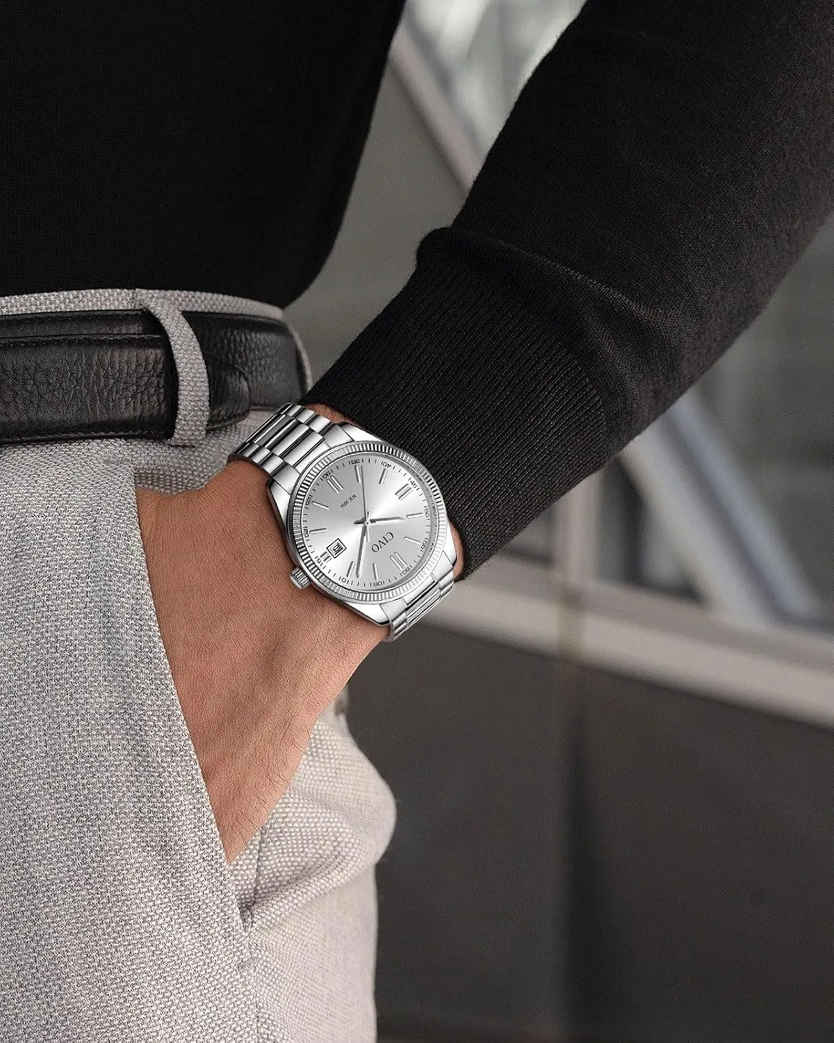 Wrist agency kiln poet name Watches with Date Easy to Read - Dress Stainless Steel Watch for Men Gifts for Husband Father at Birthday Anniversary CIVO Analog Mens Watches Silver: 
