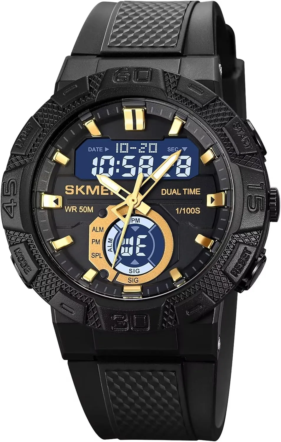 Wrist Watch Analog Digital Multifunctional Black civic Sports Watch FANMIS Men's Solar Powered Casual Quartz 