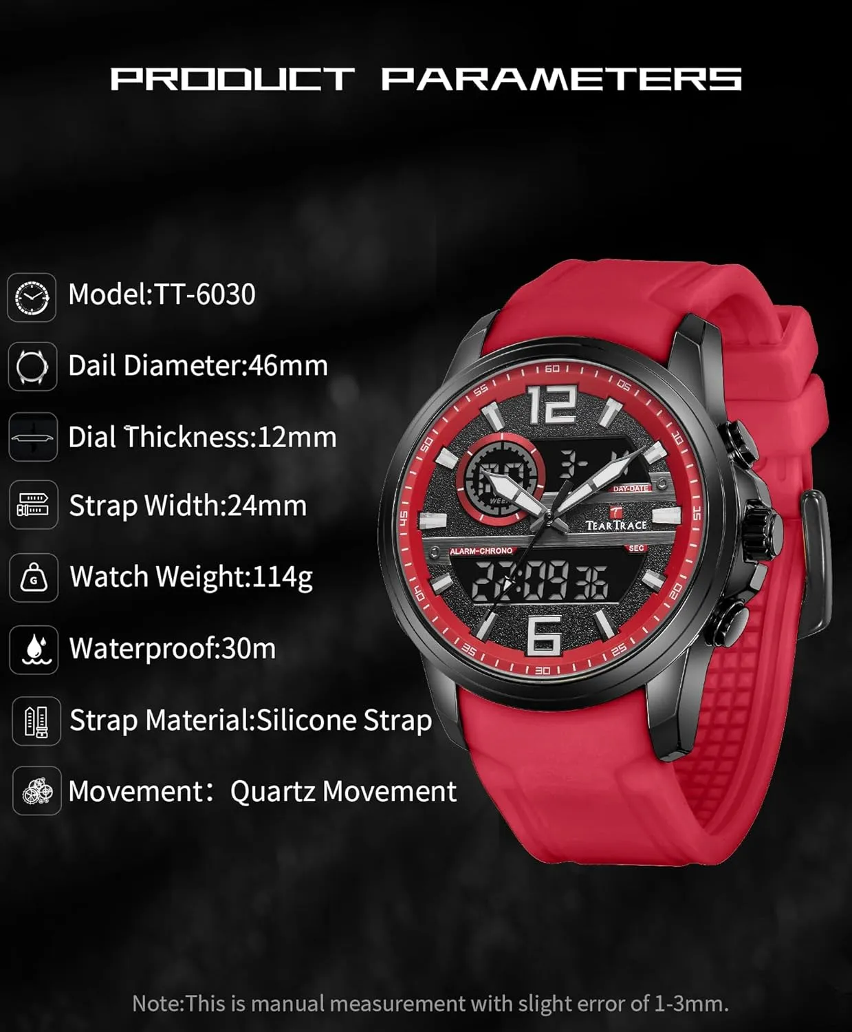 Wrist Watch Christmas Gift for Husband Father Digital Watches for Men Military Sport corporeal Chronograph Luminous Analog Quartz Men Watches 3ATM Waterproof Sport 